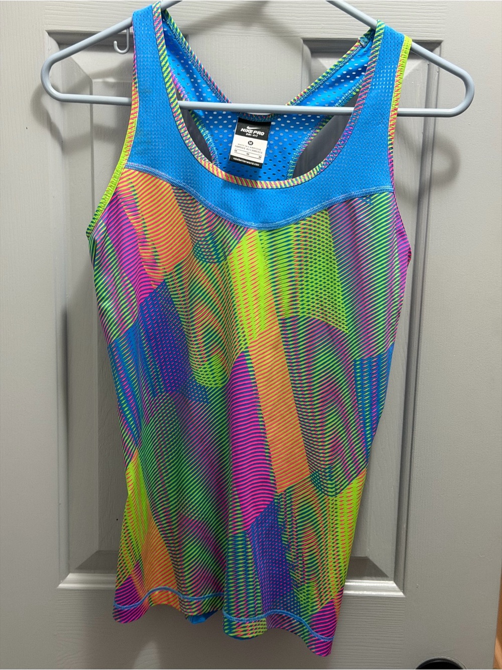 Nike Pro Dri-Fit Neon Mesh Active Wear Tank Top Medium